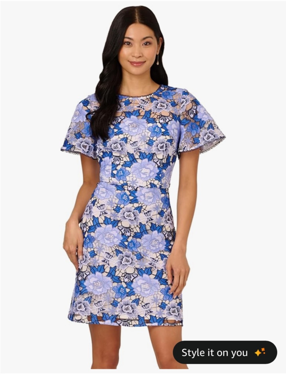 Adrianna Papell Women's Floral Embroidery Short Dress